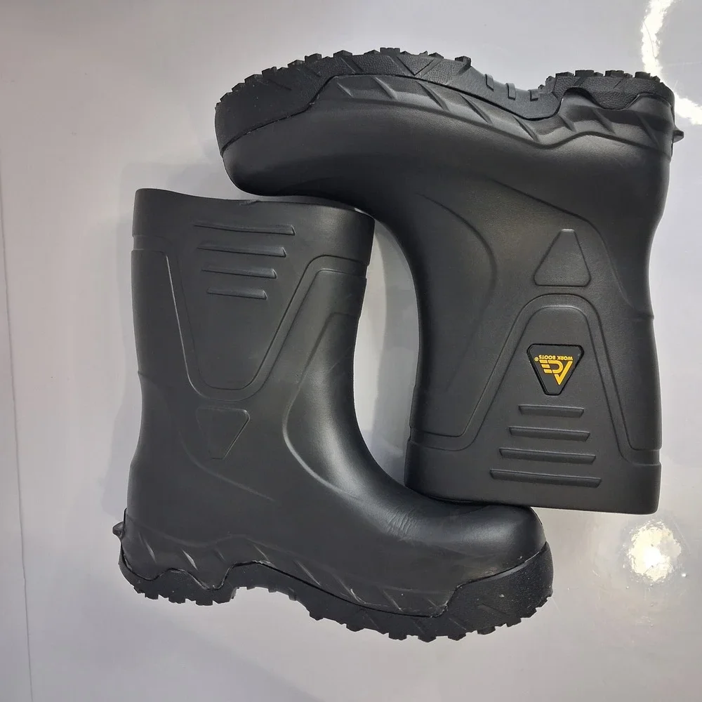 ACE Work Boots Black Rubber Waterproof Slip Resistant Utility Boots W8 M6